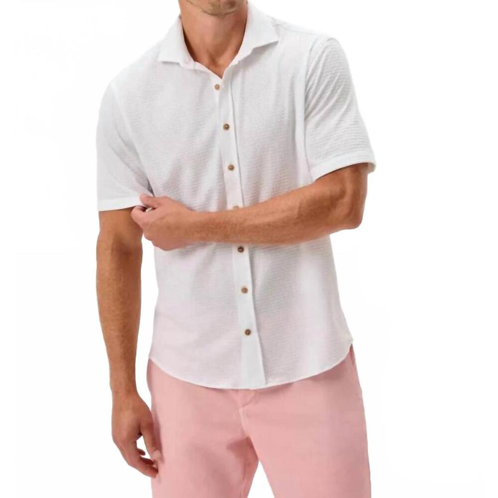 NEW JOHNNIE-O surfsucker hangin out button down shirt in white